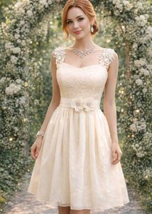 Elegant Cream Lace Party Dress
