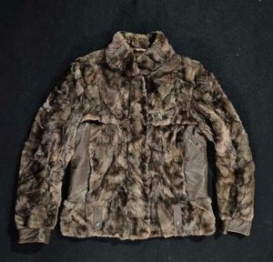 Crocodile Original Leather Faux Fur Brown Coat