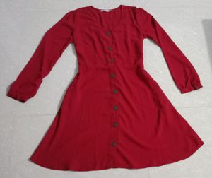 MAROON DRESS flared look .