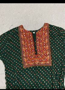 Green Embroidered Kurta