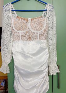 Elegant White Lace Bodysuit Dress