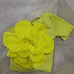 Fluroscent Green Floral Top