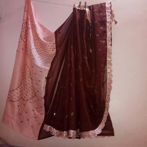 Saree Organza Shimmer Cutwork