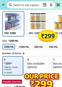 Set of 6 Transparent Storage Containers (New)