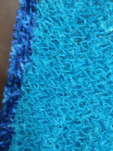 Blue Knitted dupatta or Scarf with Fringe