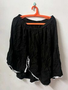 Black Lace Trim Mini Skirt