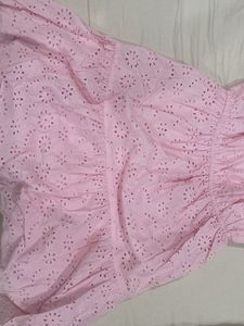 Baby Pink Short Length Dress With Spaghetti Straps