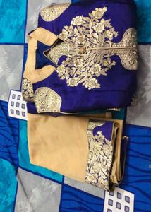Royal Blue &amp; Gold Embroidered Dress