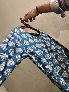 Leaf Print Blue Top