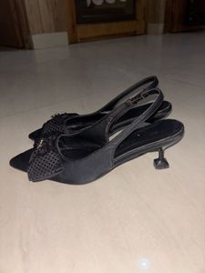 Black Bow Slingback Heels