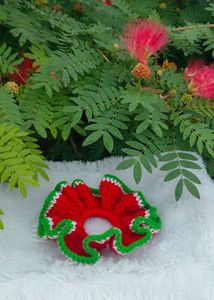 Red & Green Crochet Scrunchie