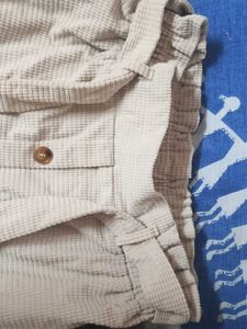 Beige Corduroy Mini Skirt