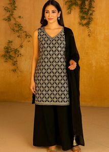 Elegant Black & Silver Palazzo Set