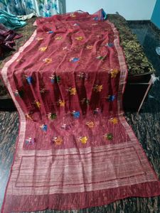 Beautiful Pure Organza Net Saree With Jute Palla