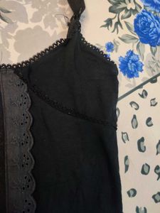 Black Lace Trim Cami Top