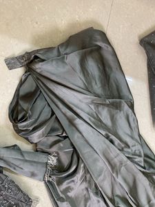 Elegant Grey Drape Lehenga with Blouse