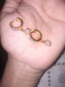 Star Drop Hoop Earrings