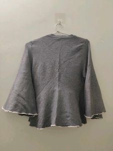 Gray Flared Sleeve Top