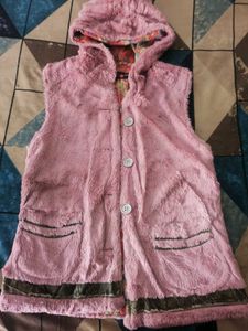 Pink Faux Fur Hooded Vest