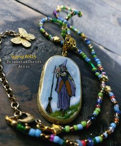 Gypsy Witch Pendant Beaded Necklace