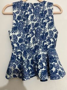 ZARA Jacquard Paisely Peplum Top