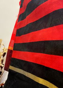 Checkered Red &amp; Black Beautiful saree