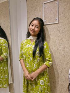 Green Floral Print Midi Dress