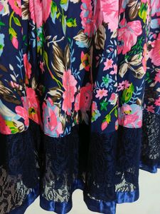 Floral Print Dress With Mesh Detail