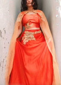 Orange Skirt With Crop Top