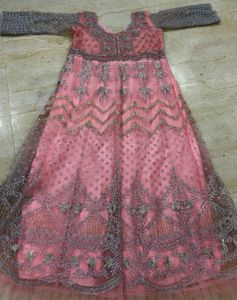 Elegant Pink & Silver Anarkali Gown