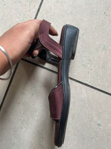 Burgundy Ankle Strap Sandals