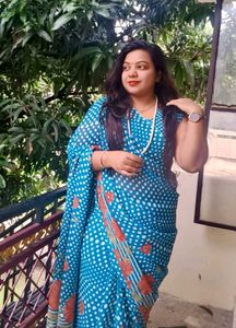 Blue Polka Dot Saree