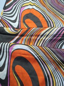 Retro Swirl Print Satin Fabric