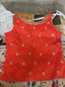 Vibrant Orange Embroidered Indian Ethnic Blouse