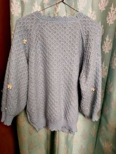 Powder Blue Knitted Baggy Sweater