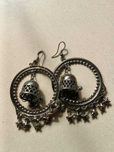 Silver Flower Statement Earrings