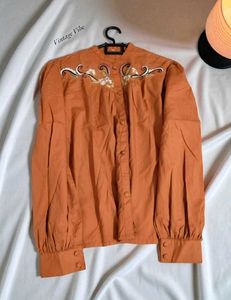 🇰🇷 Korean Embroidery Button Up Blouse Top