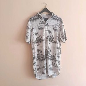 Tropical Print Button-Down Shirt