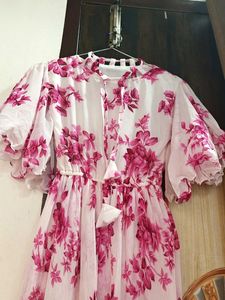 Flower Print White Maxi Dress