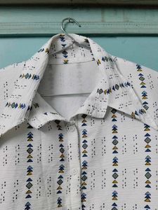 Vintage Patterned Crop Shirt