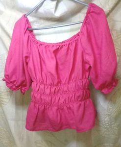 Pink Puff Sleeve Top