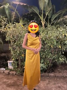 Yellow Satin Party Wear Dress