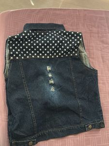 Denim Vest with Star Pockets