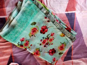 Floral Print Fabric Saree