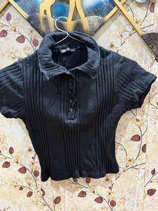 Zara Black Polo Top