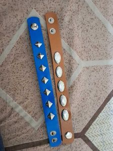 Brown And Blue Bracelet Bands For Men ( Set Of 2 )