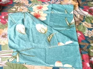 Floral Green Double Bedsheet With 2 Pillow Cover