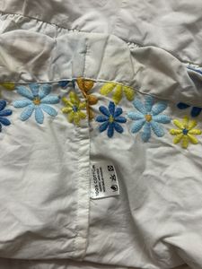 Floral Embroidered White Top