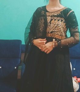 Elegant Black & Gold Anarkali Suit
