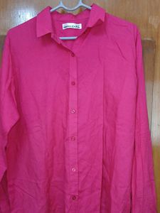 ZARA Essentials Solid Hot Pink Cotton Shirt (L)
